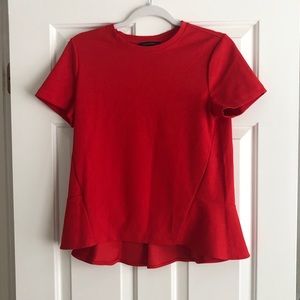Banana Republic short sleeve ruffle back red top